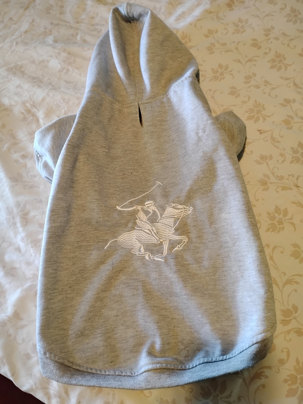 Beverly Hills Polo Club Gray Dog Hoodie with White Polo Logo